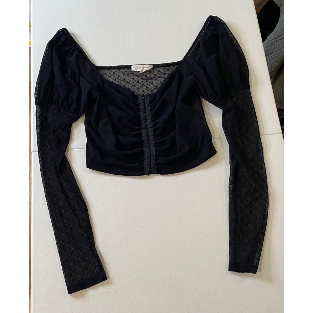Painted Threads Womens Sheer Lace Milkmaid Top Size M Corset Dark Fairy Romantic - Picture 9 of 11